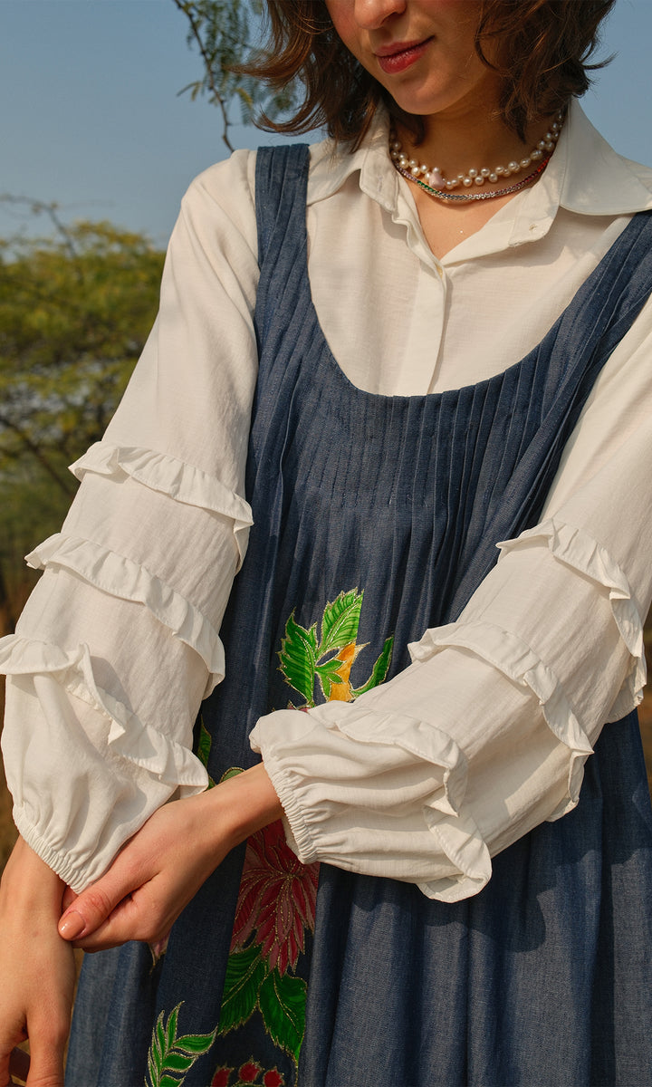 Bianca- Denim dress with a Patchwork shirt