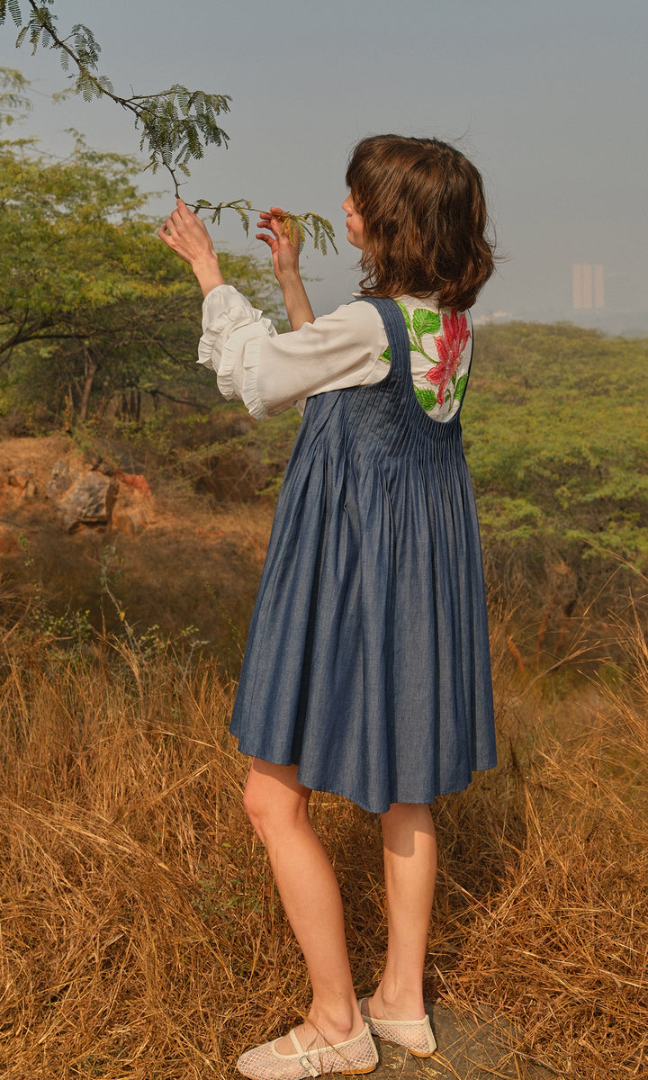 Bianca- Denim dress with a Patchwork shirt