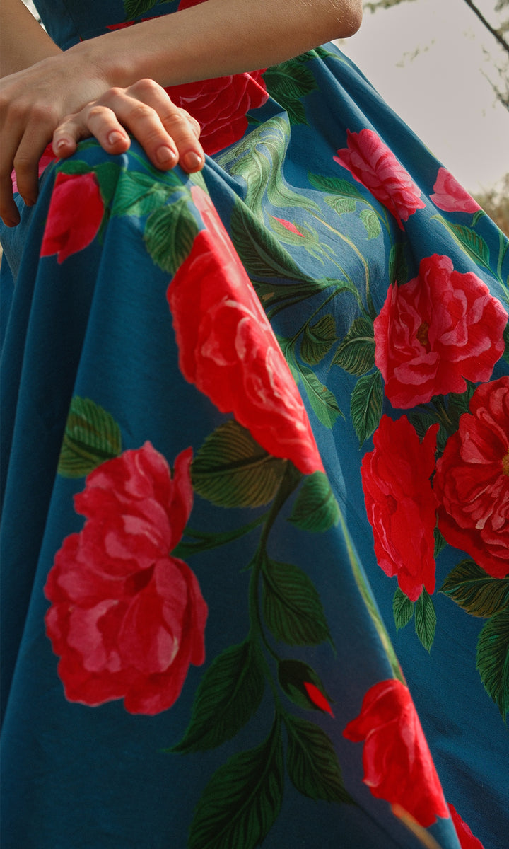 Cassie- Digitally printed flared cotton dress