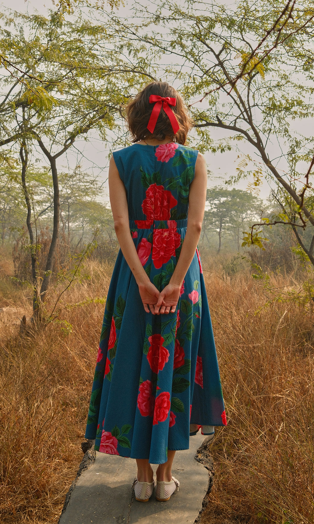 Cassie- Digitally printed flared cotton dress