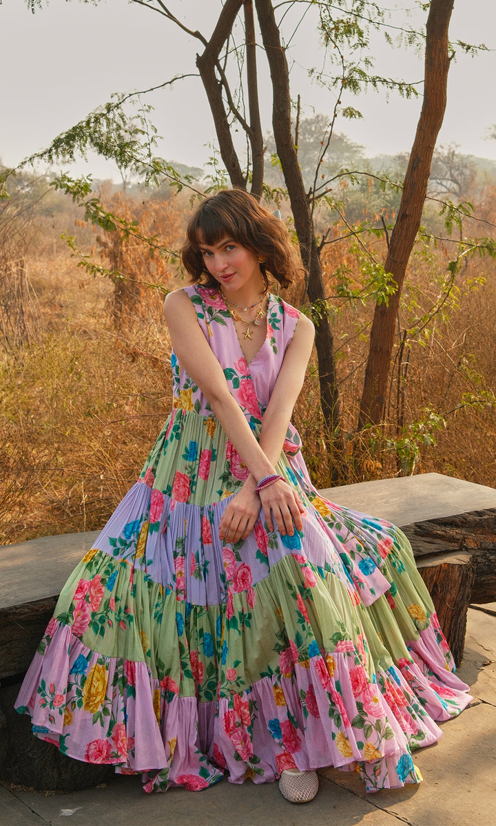 Andrea- Digitally Printed Floral Mulmul dress