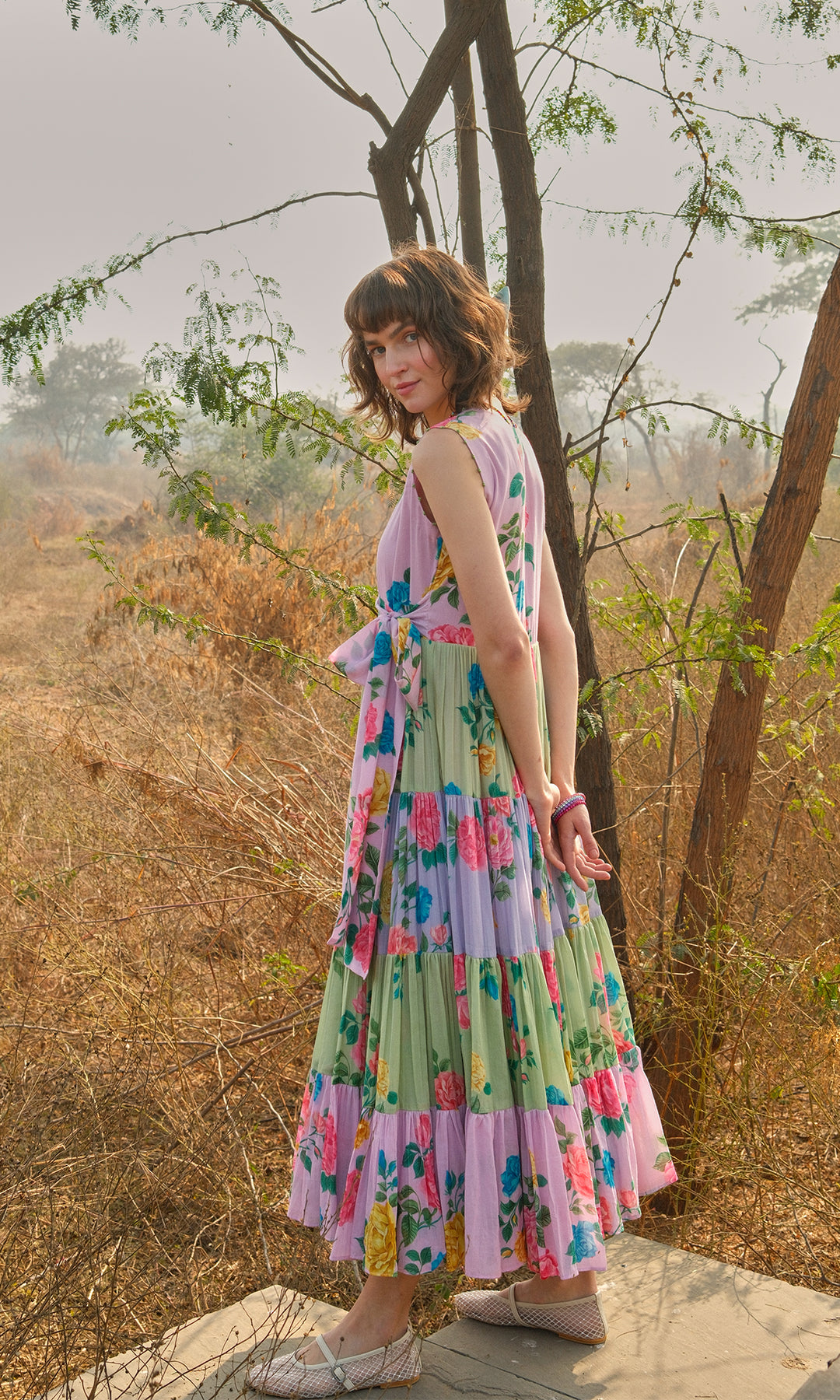 Andrea- Digitally Printed Floral Mulmul dress