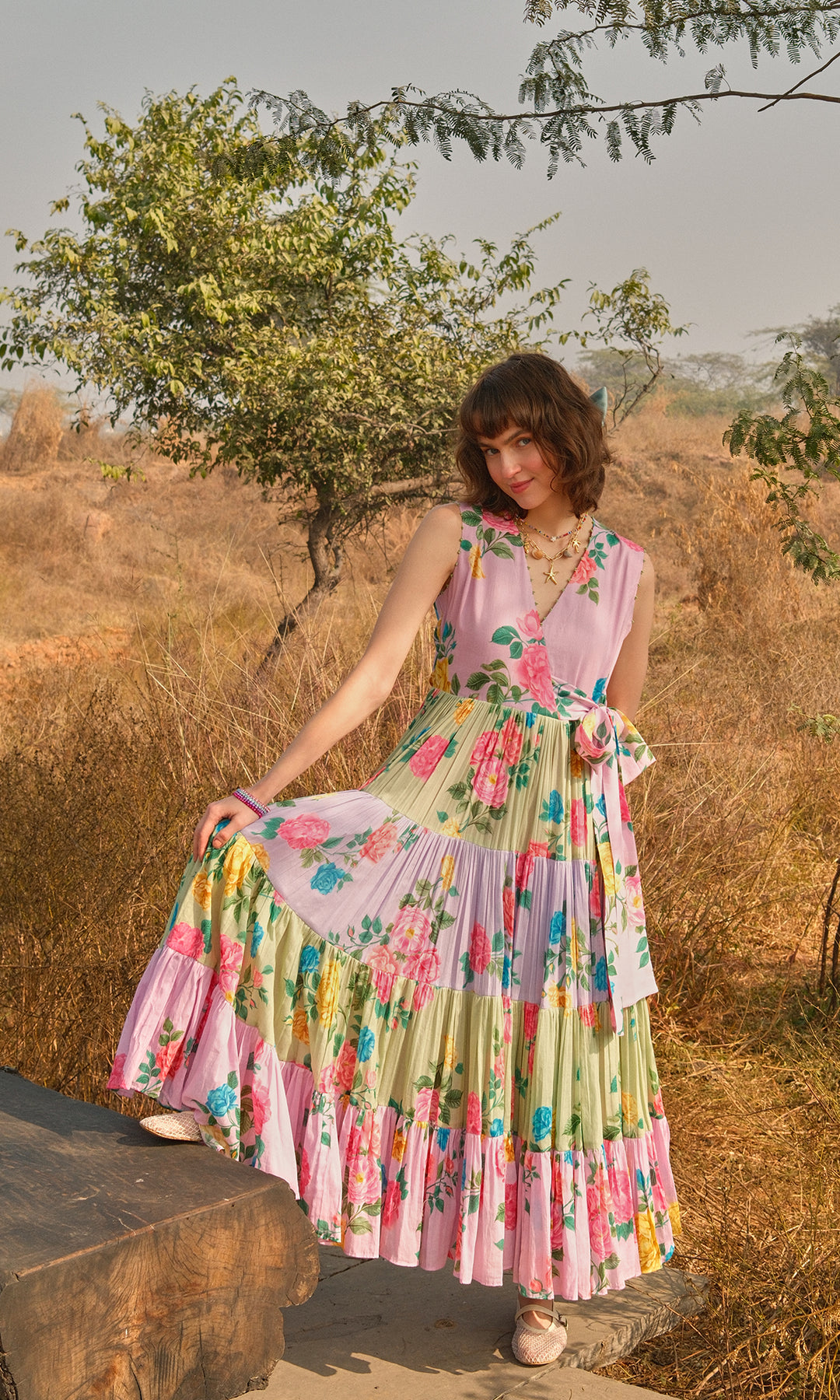 Andrea- Digitally Printed Floral Mulmul dress