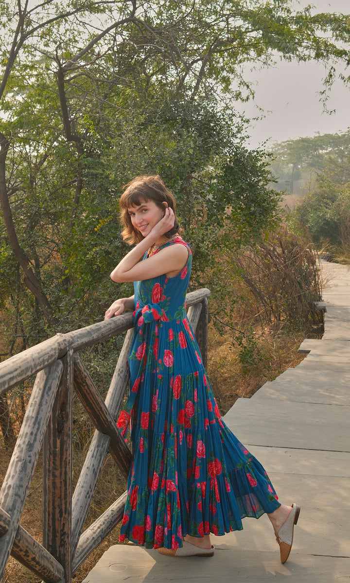 Andrea- Digitally Printed Floral Mulmul dress