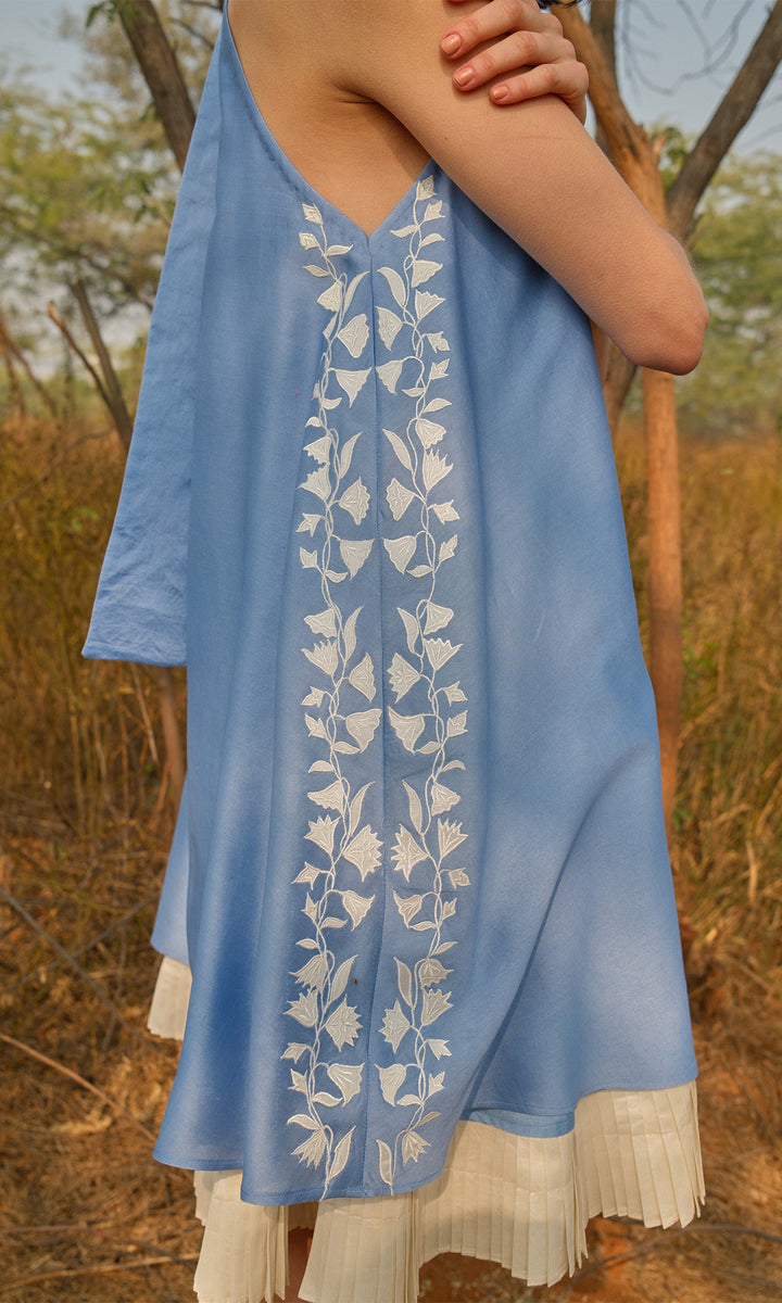 Valentina- Chanderi Tie Up dress with appliqué work