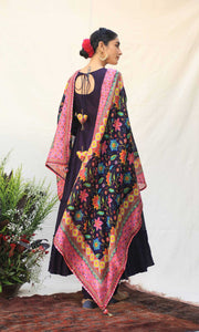 Firdaus Set- Mint chanderi-mulmul embroidered anarkali with churidar and dupatta (set of 3)