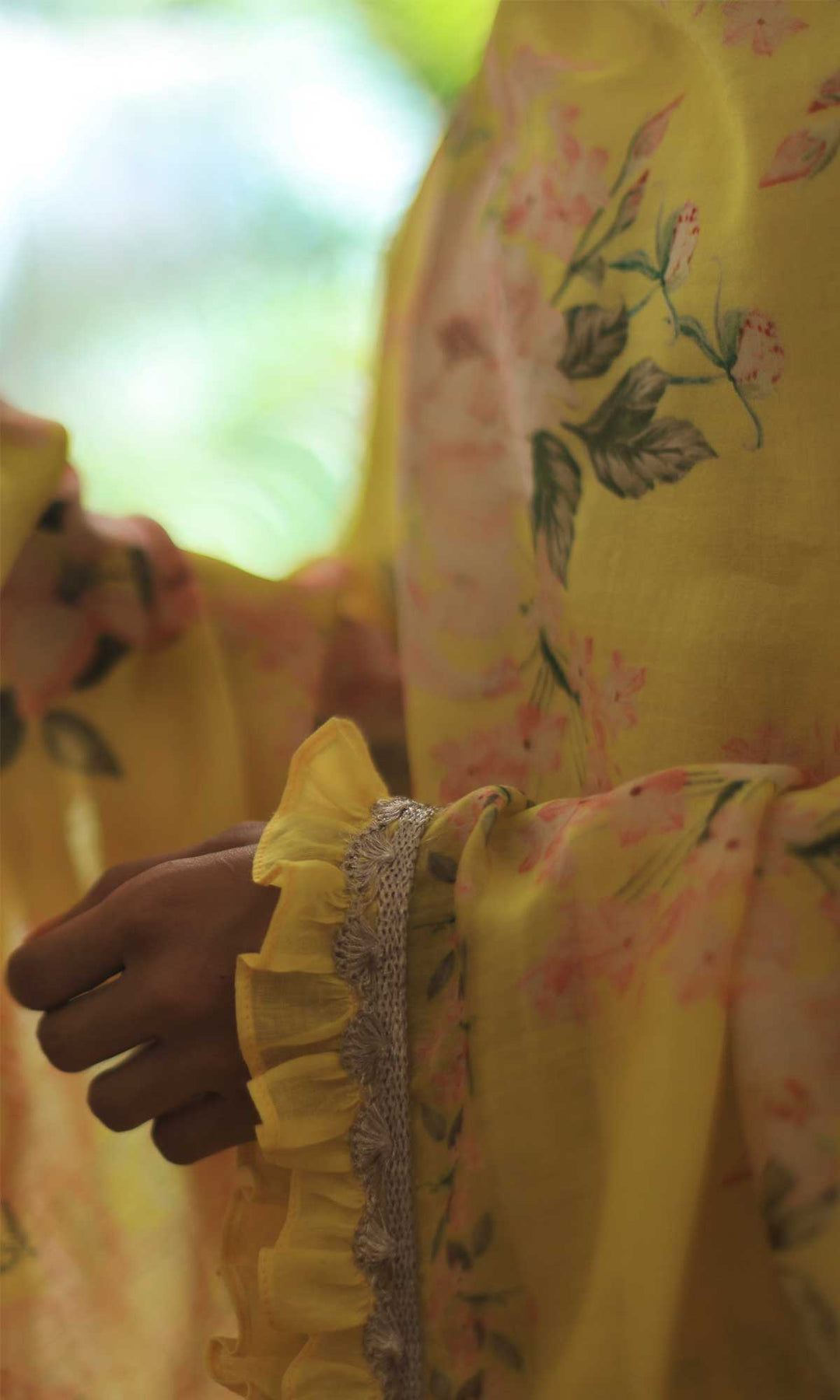Lacey Daisy Set- Off White cotton-jamdani angrakha with pant and dupatta (set of 3)