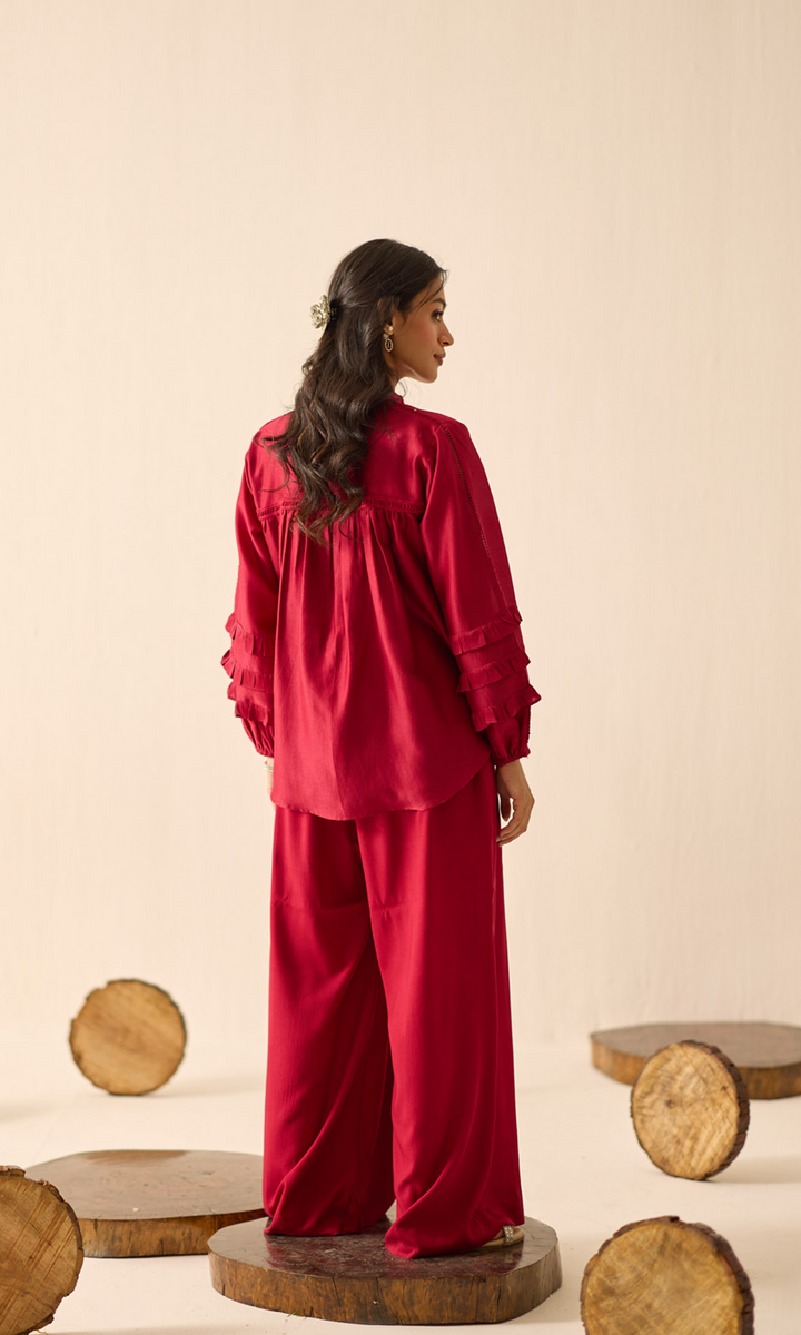 Rosette- Chanderi Sequins Top with Buttersilk Pants