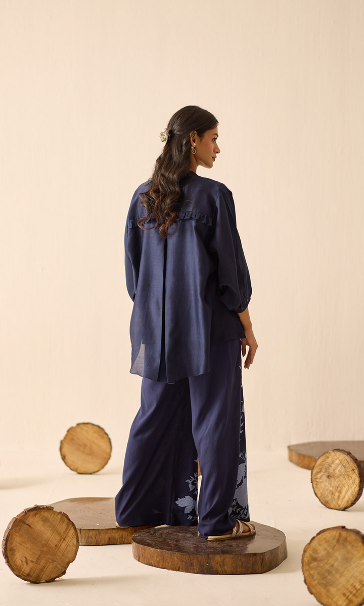 Delany- Chanderi anti-fit top with Patchwork Buttersilk Pants