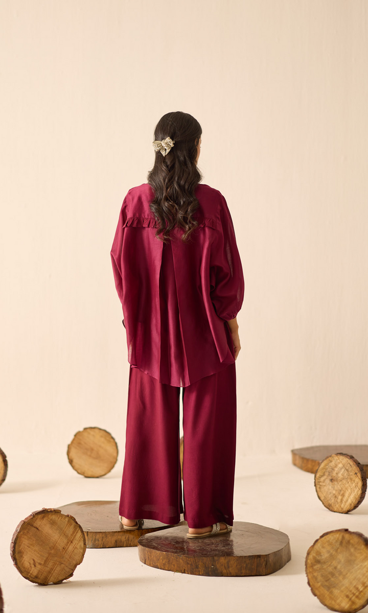 Delany- Chanderi anti-fit top with Patchwork Buttersilk Pants