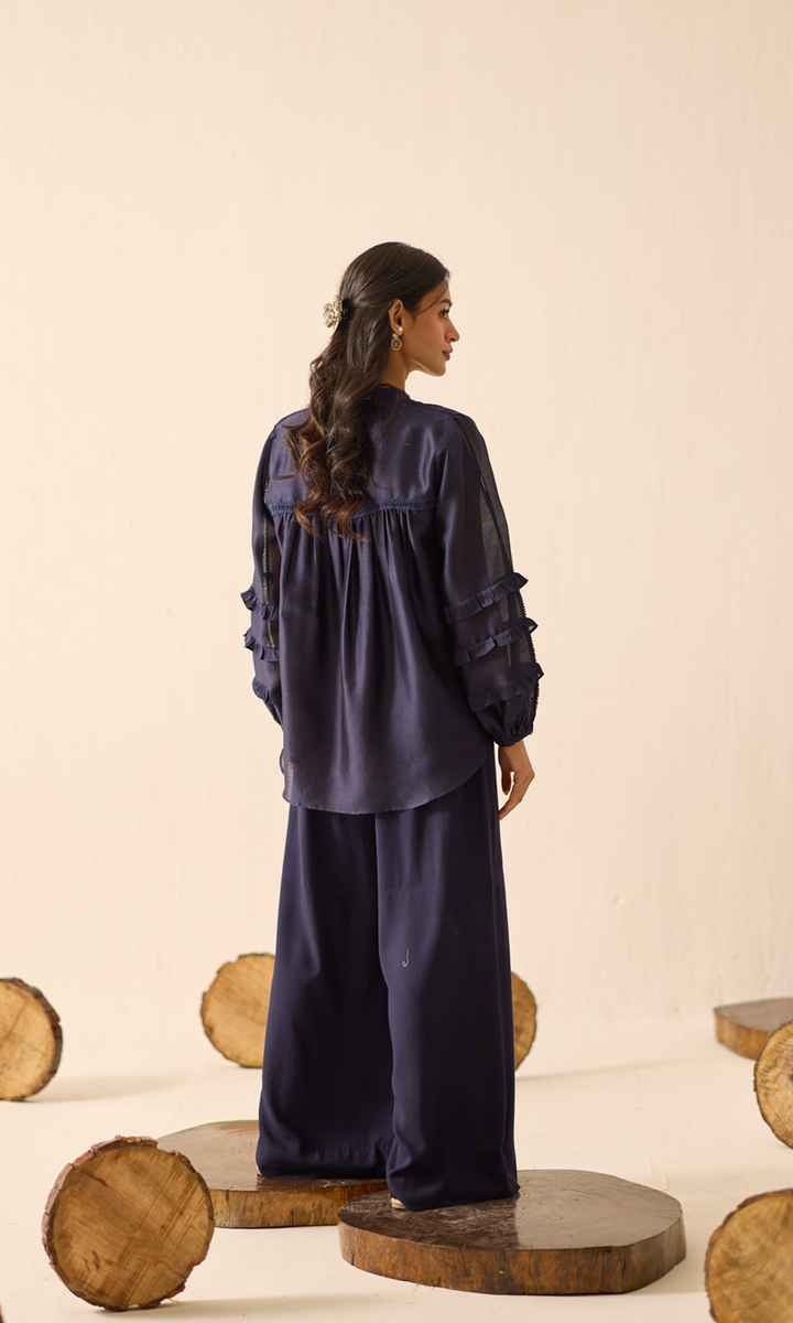 Rosette- Chanderi Sequins Top with Buttersilk Pants