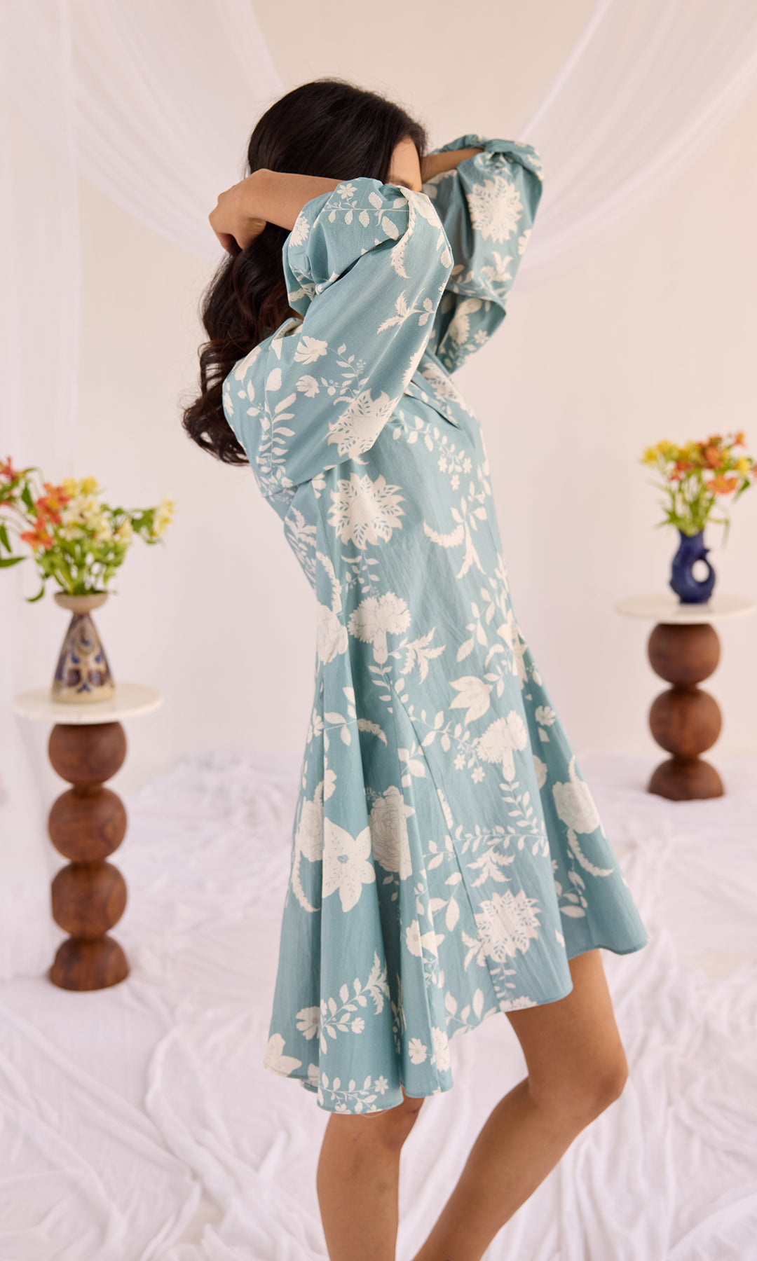 Ava- Digitally floral printed short Poplin dress