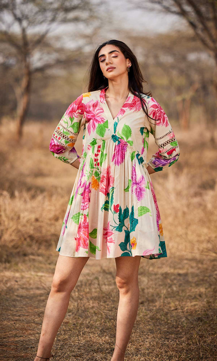 Ezra- Digitally printed cotton loose fit dress