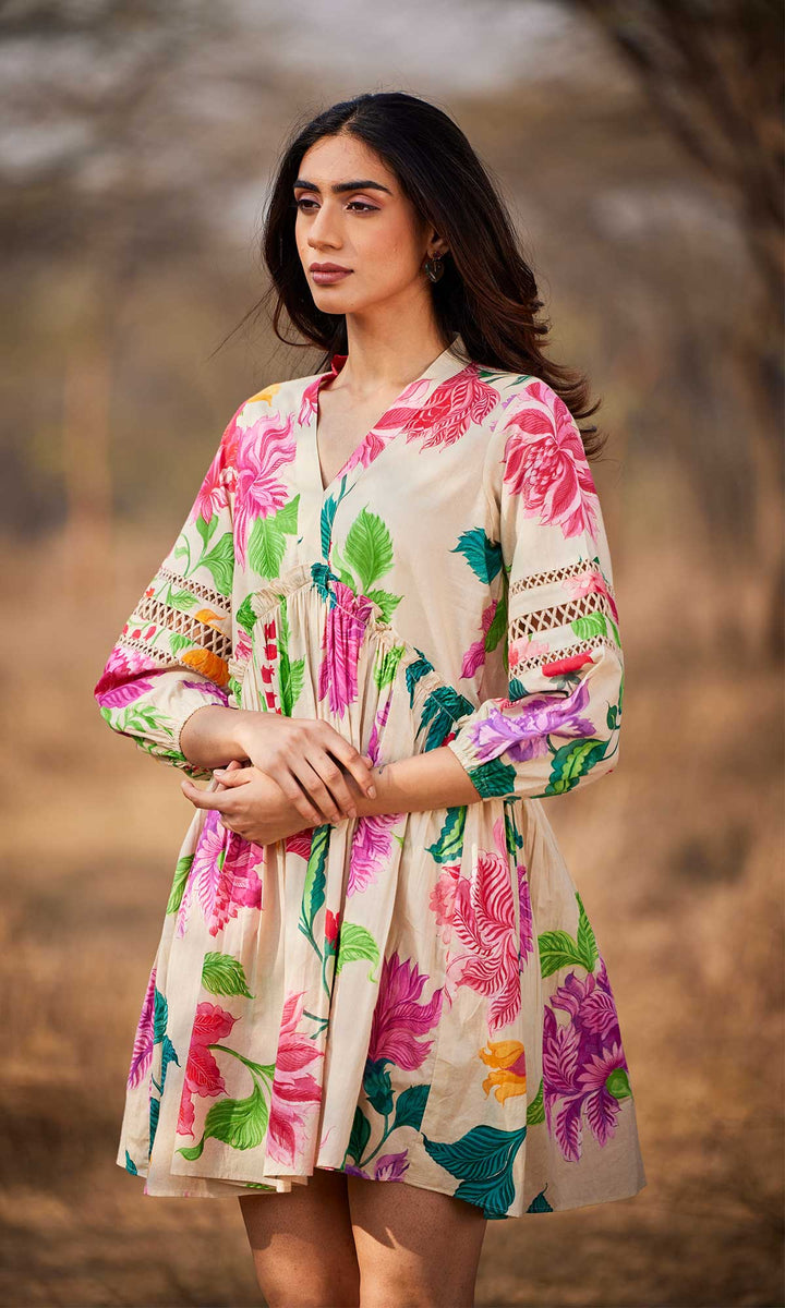 Ezra- Digitally printed cotton loose fit dress