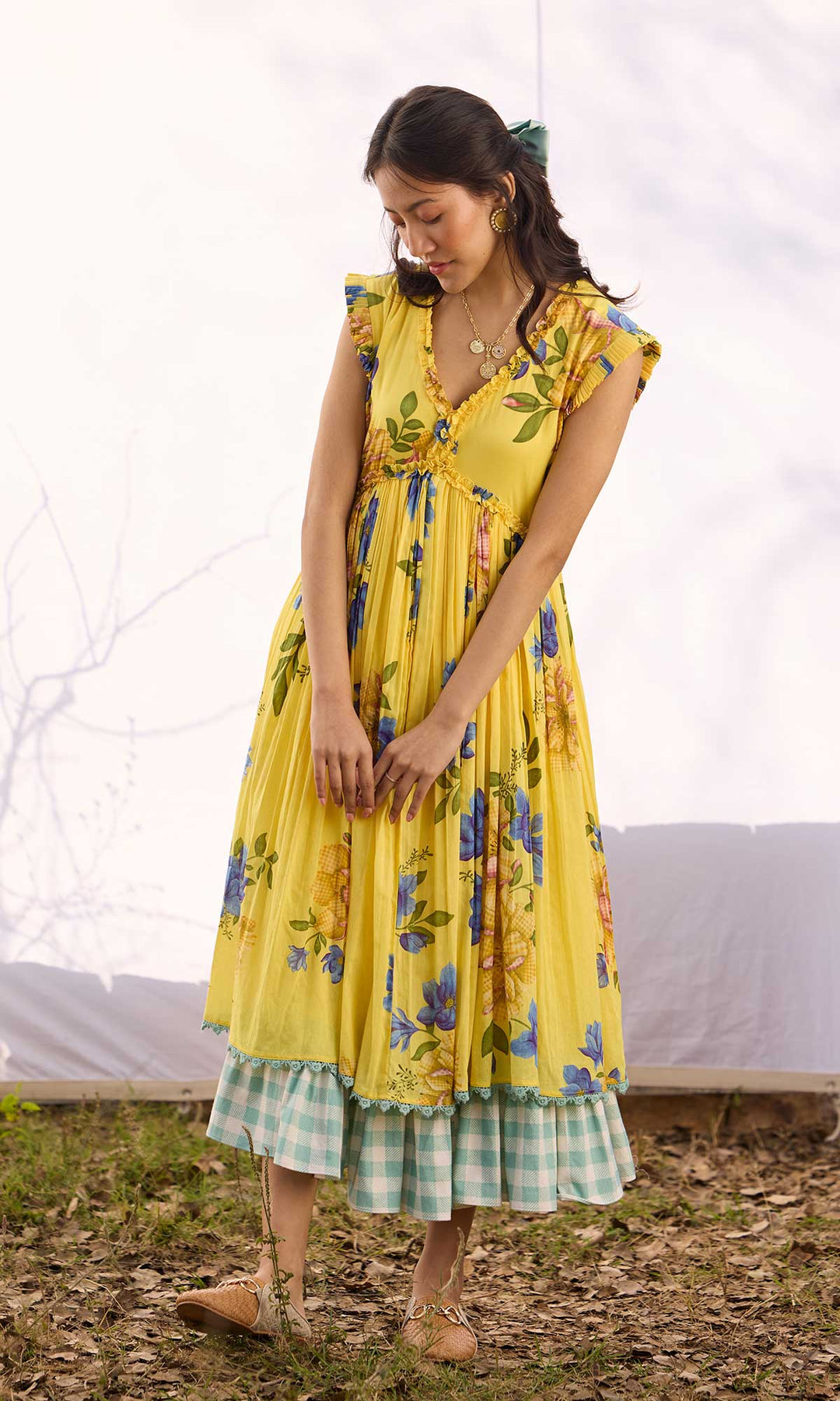 Heather- Digitally printed Mulmul double layered dress