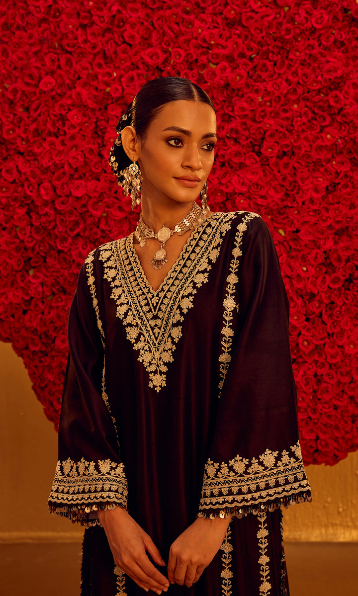 Mahnoor Set- Pink Chanderi Embroidered Kaftan Set