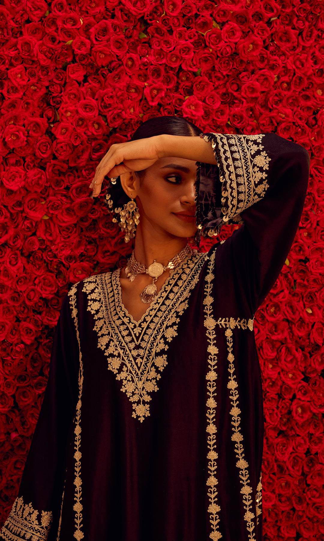 Mahnoor Set- Pink Chanderi Embroidered Kaftan Set