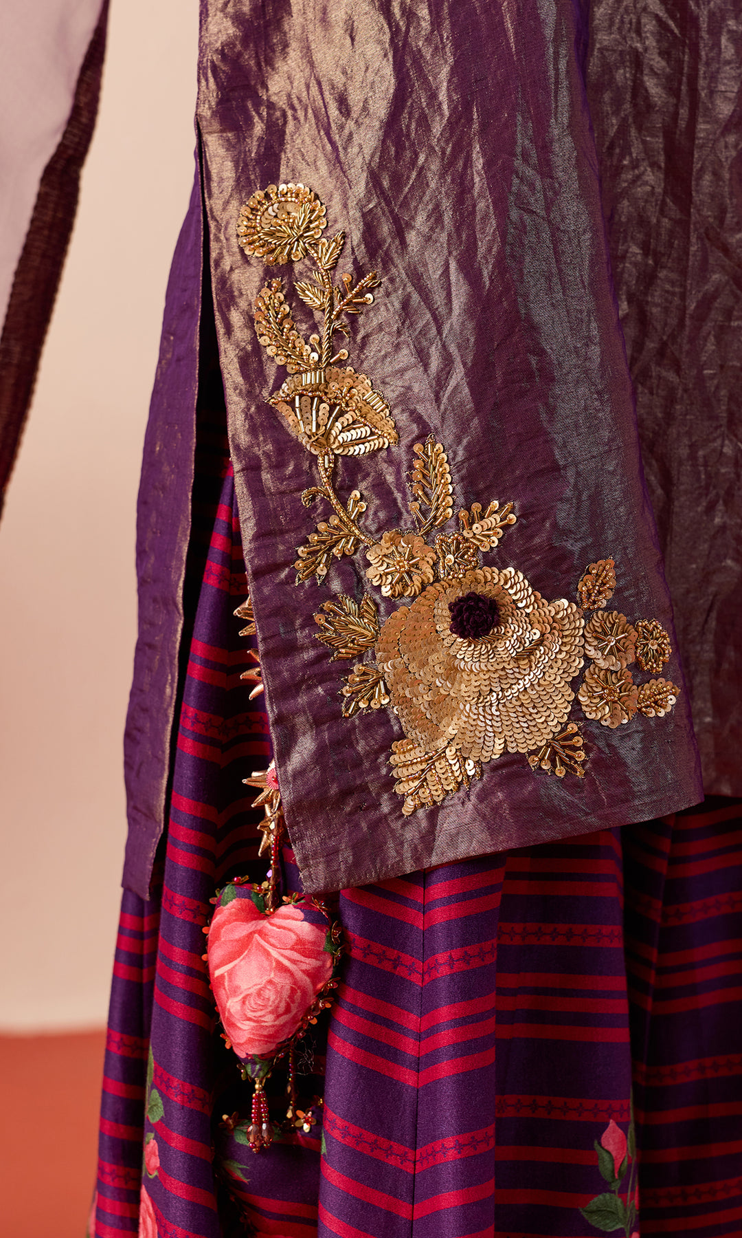 Nazli Set- Lilac Tissue Embroidered Sharara set (set of 3)