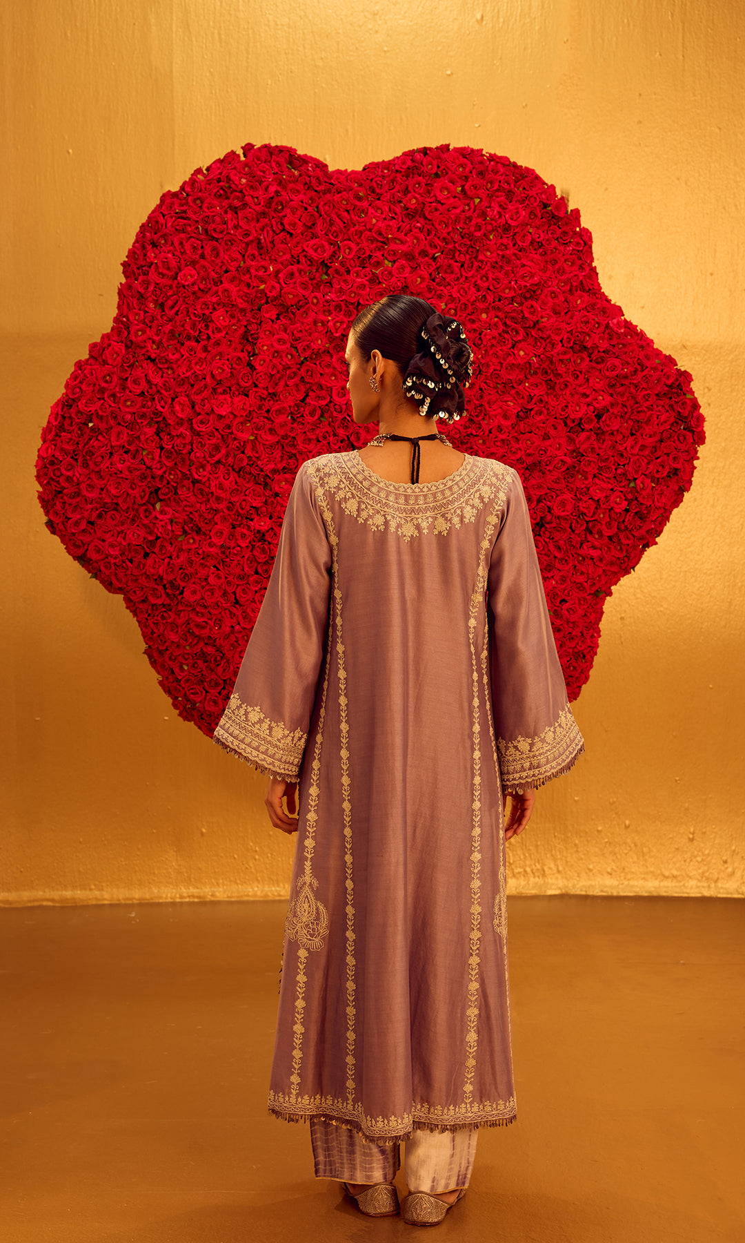 Mahnoor Set- Pink Chanderi Embroidered Kaftan Set