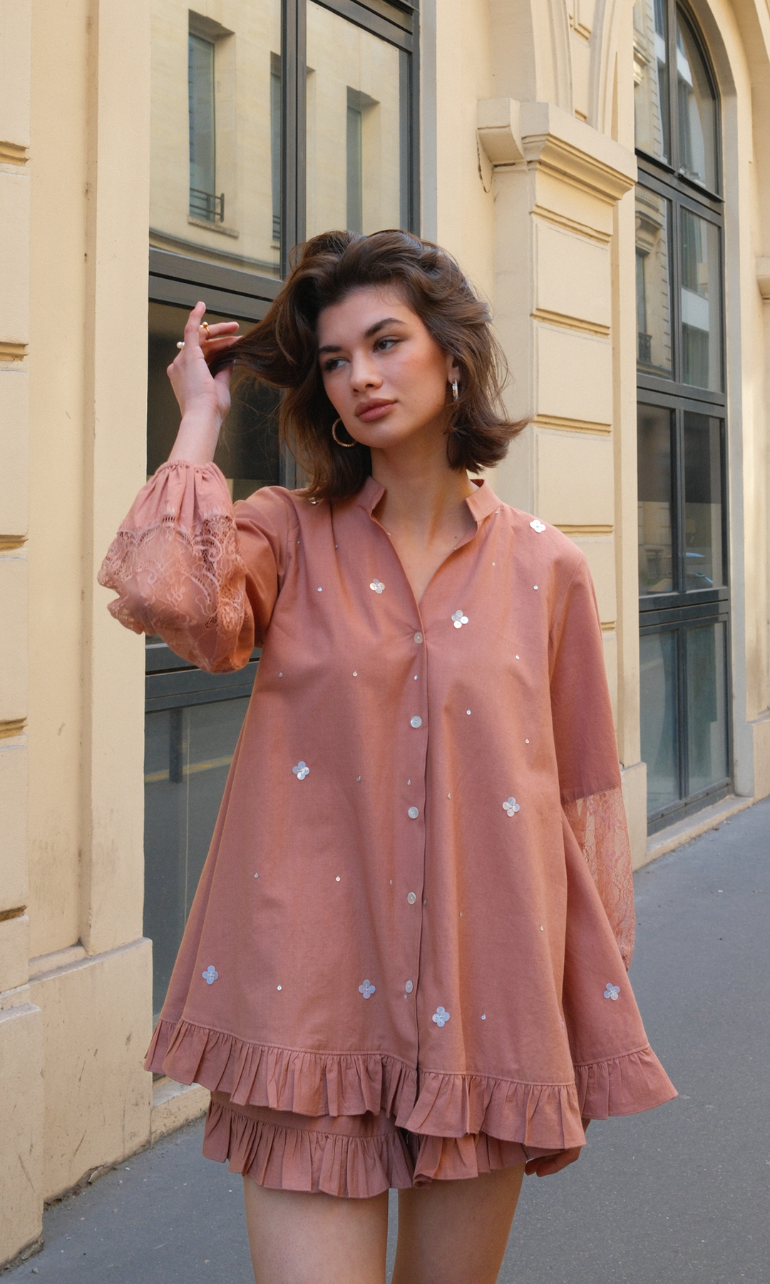 Jemima- Woven Poplin Embroidered Top & Shorts