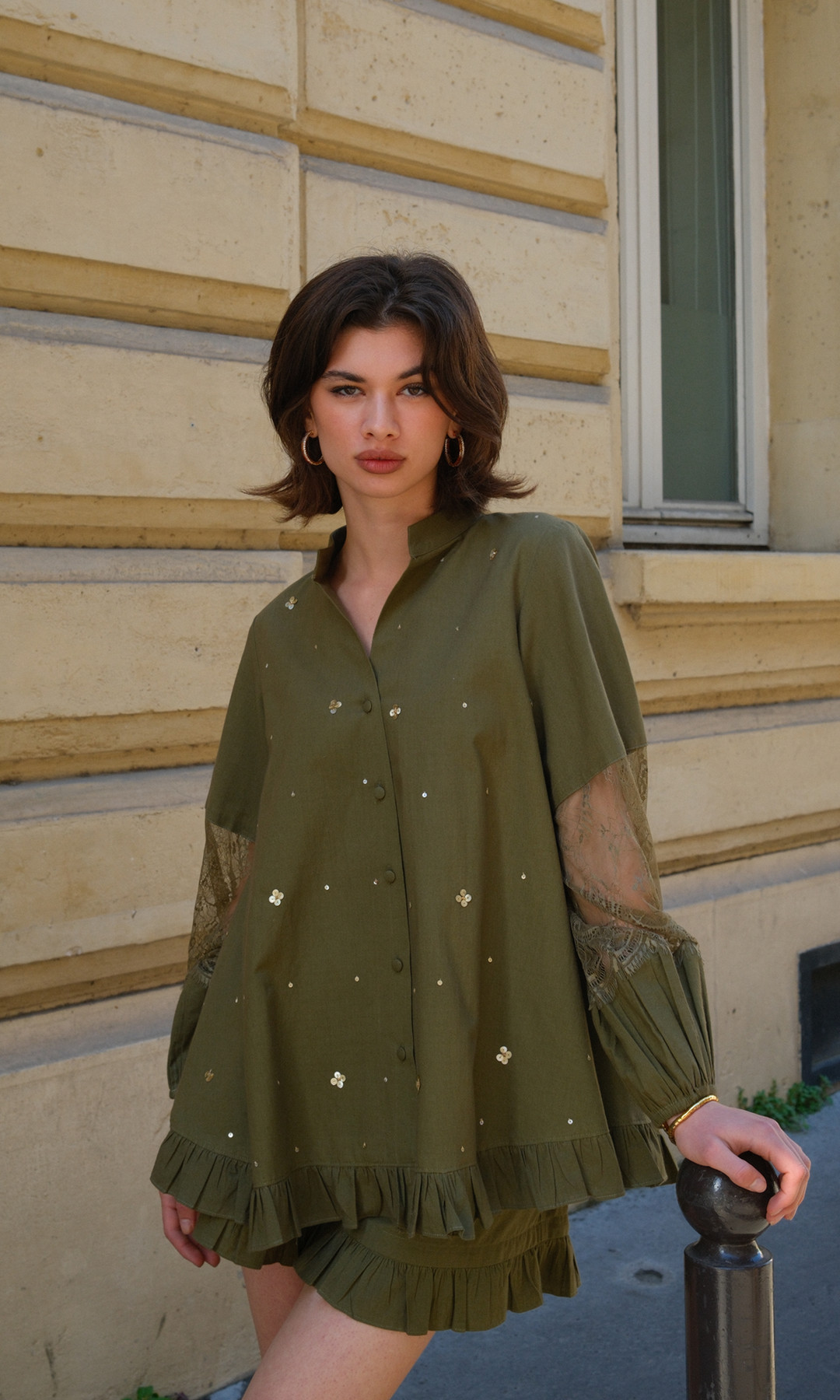 Jemima- Woven Poplin Embroidered Top & Shorts