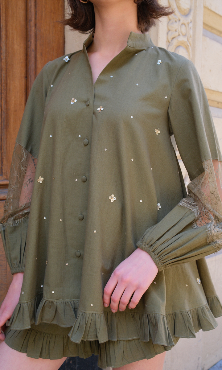 Jemima- Woven Poplin Embroidered Top & Shorts
