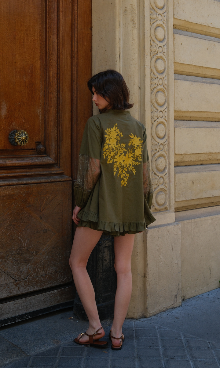 Jemima- Woven Poplin Embroidered Top & Shorts