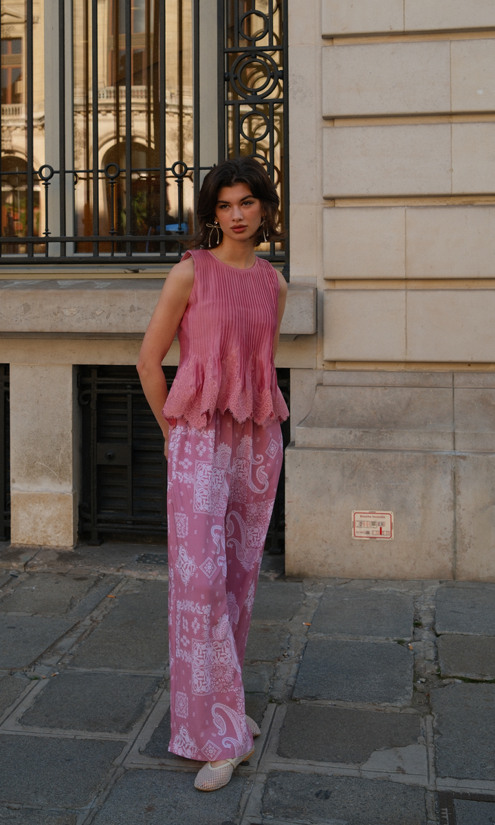 Posie- Chanderi Pintucks Top with Modal Paisley Pants