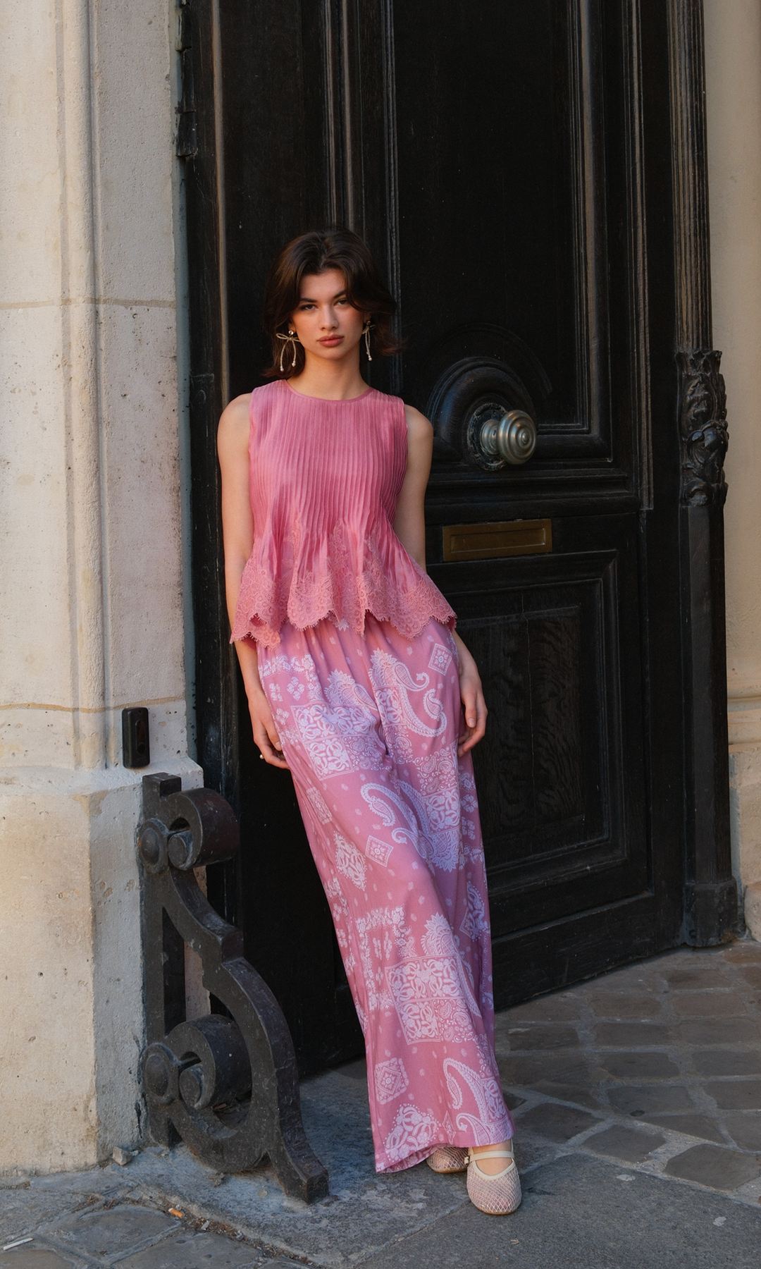 Posie- Chanderi Pintucks Top with Modal Paisley Pants