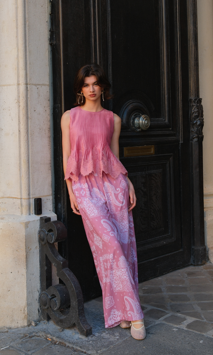 Posie- Chanderi Pintucks Top with Modal Paisley Pants