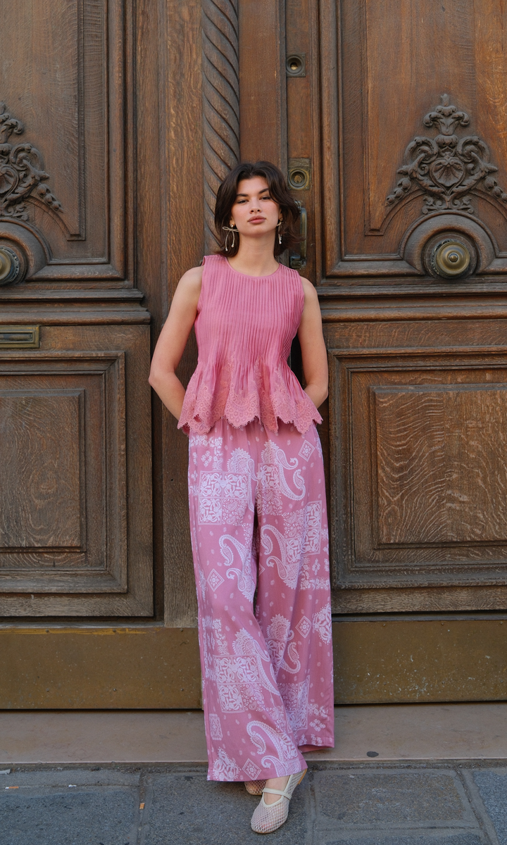 Posie- Chanderi Pintucks Top with Modal Paisley Pants