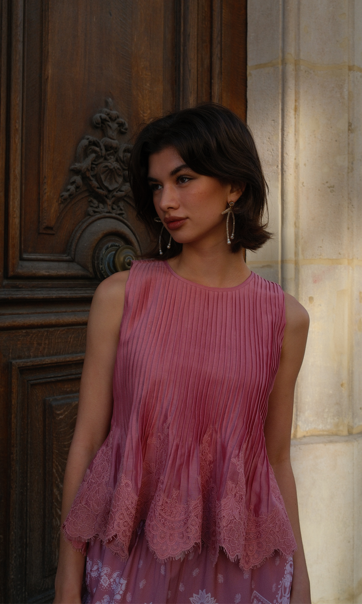 Posie- Chanderi Pintucks Top with Modal Paisley Pants