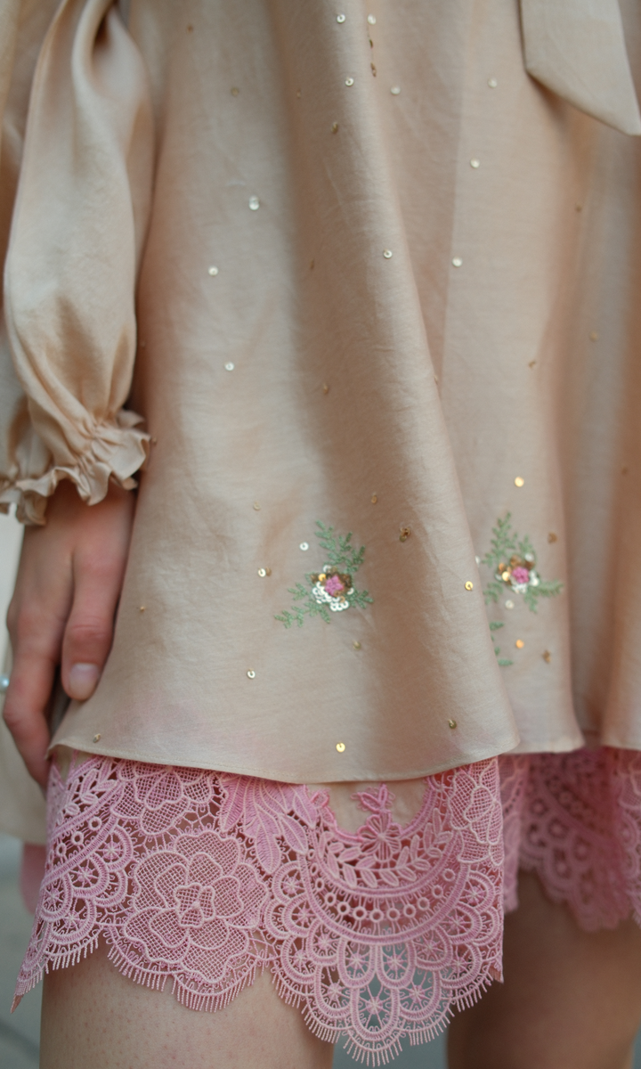 Evarose- Embroidered Layered Dress