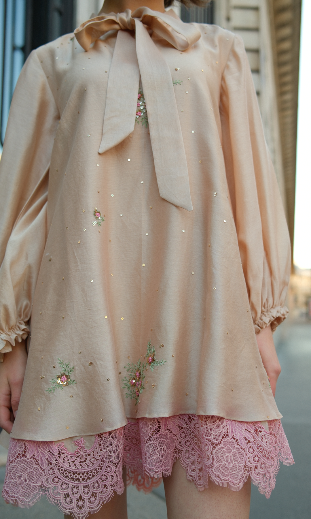 Evarose- Embroidered Layered Dress