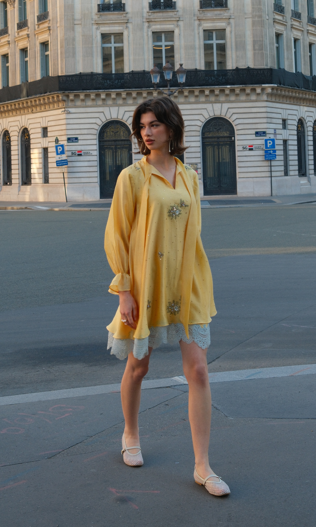Evarose- Embroidered Layered Dress