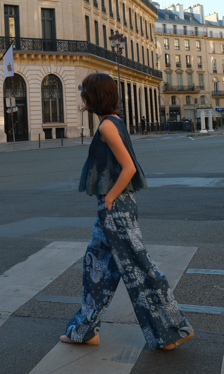 Posie- Chanderi Pintucks Top with Modal Paisley Pants
