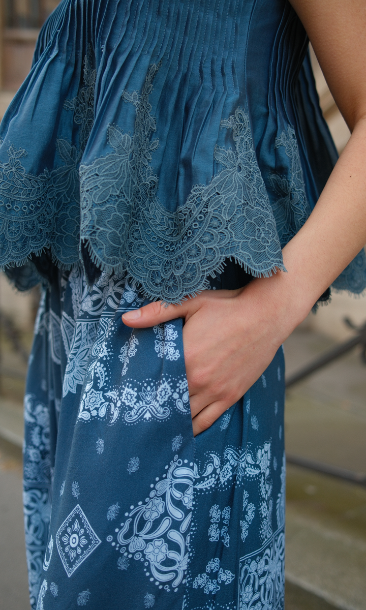Posie- Chanderi Pintucks Top with Modal Paisley Pants