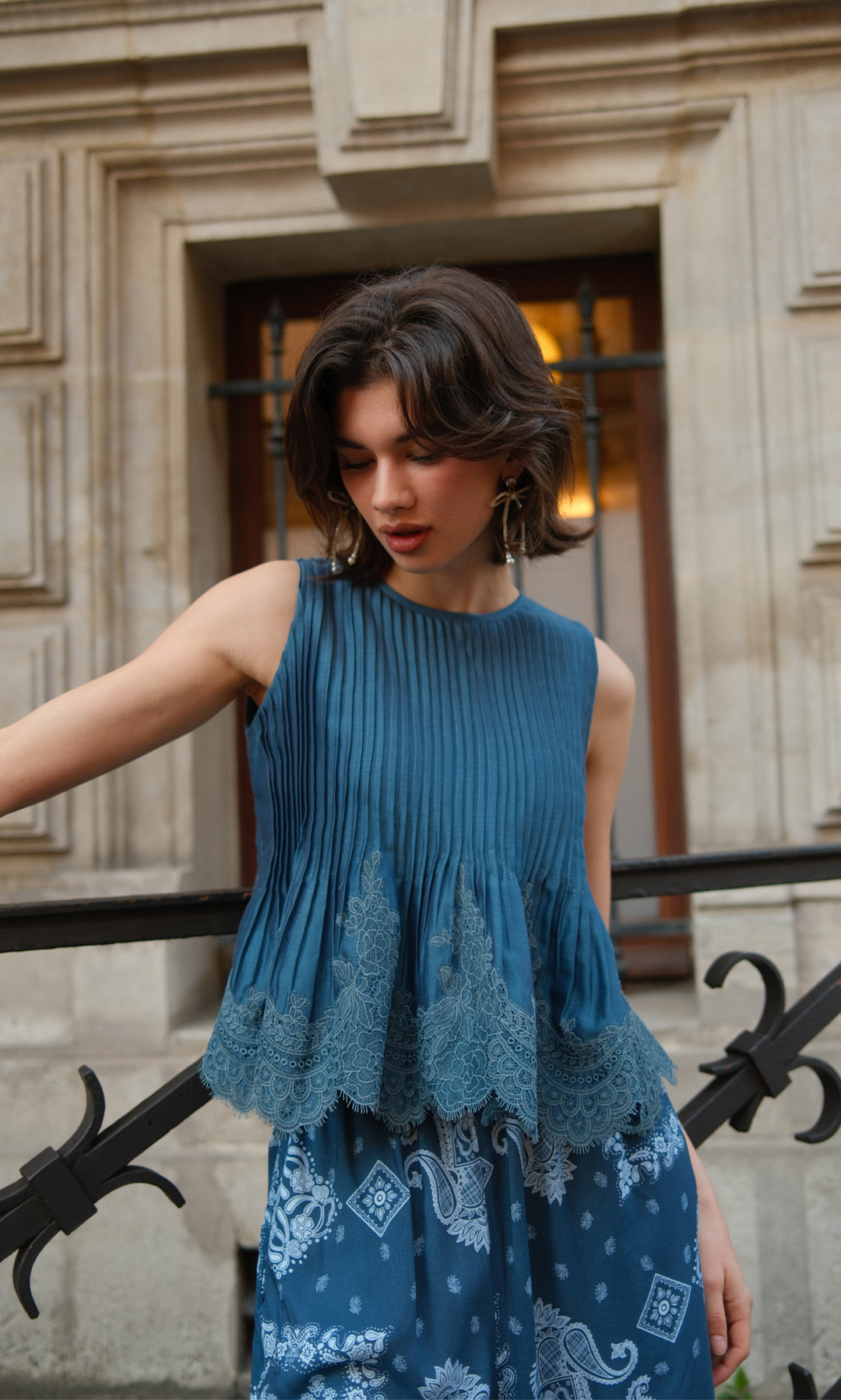 Posie- Chanderi Pintucks Top with Modal Paisley Pants