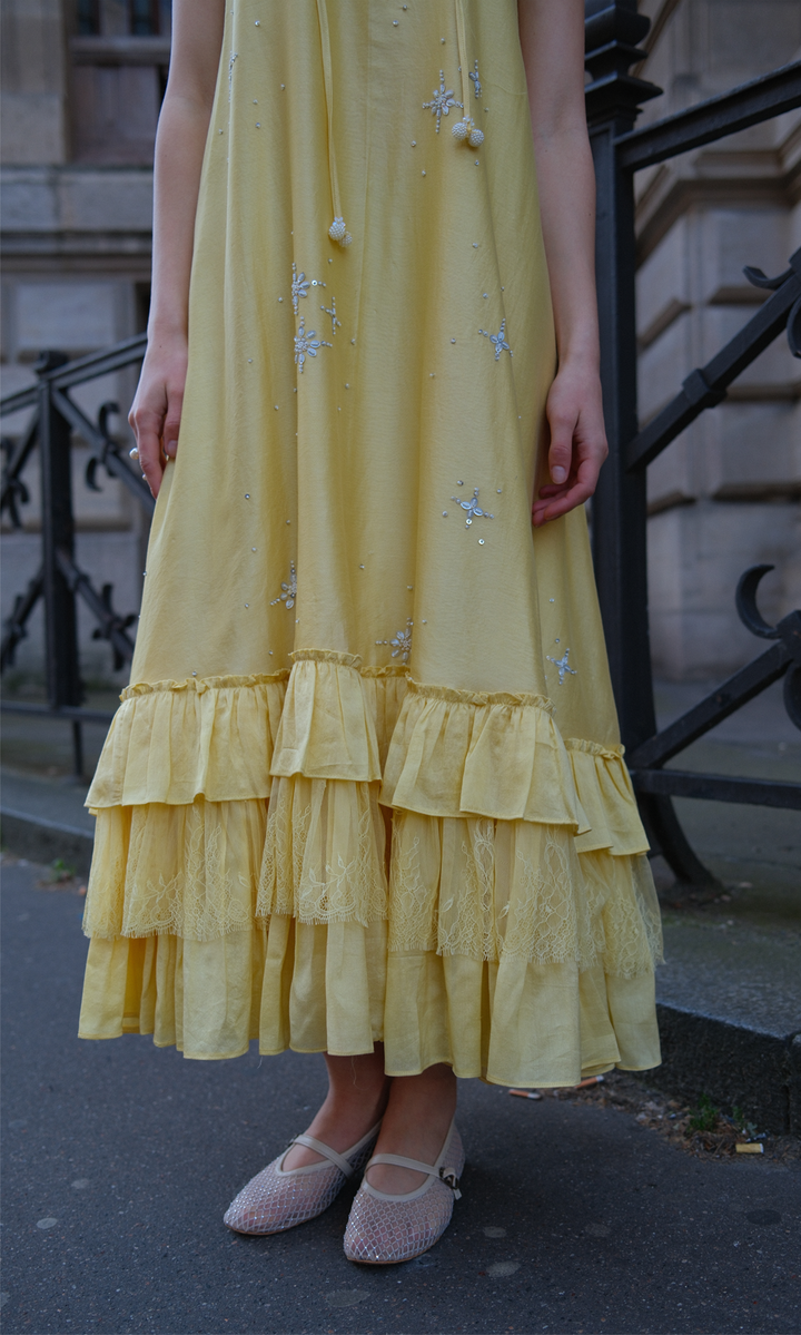 Sollie- Embroidered Chanderi Dress