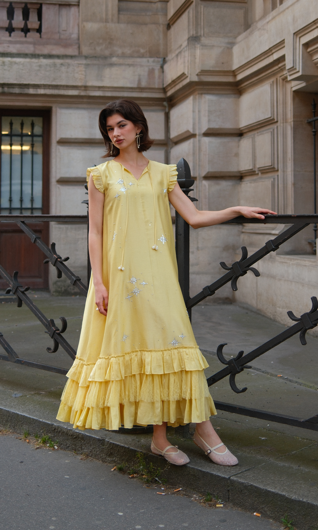 Sollie- Embroidered Chanderi Dress