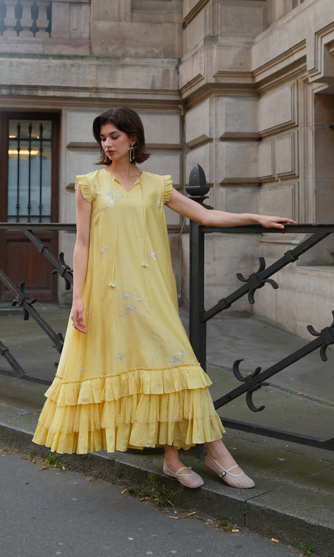 Sollie- Embroidered Chanderi Dress