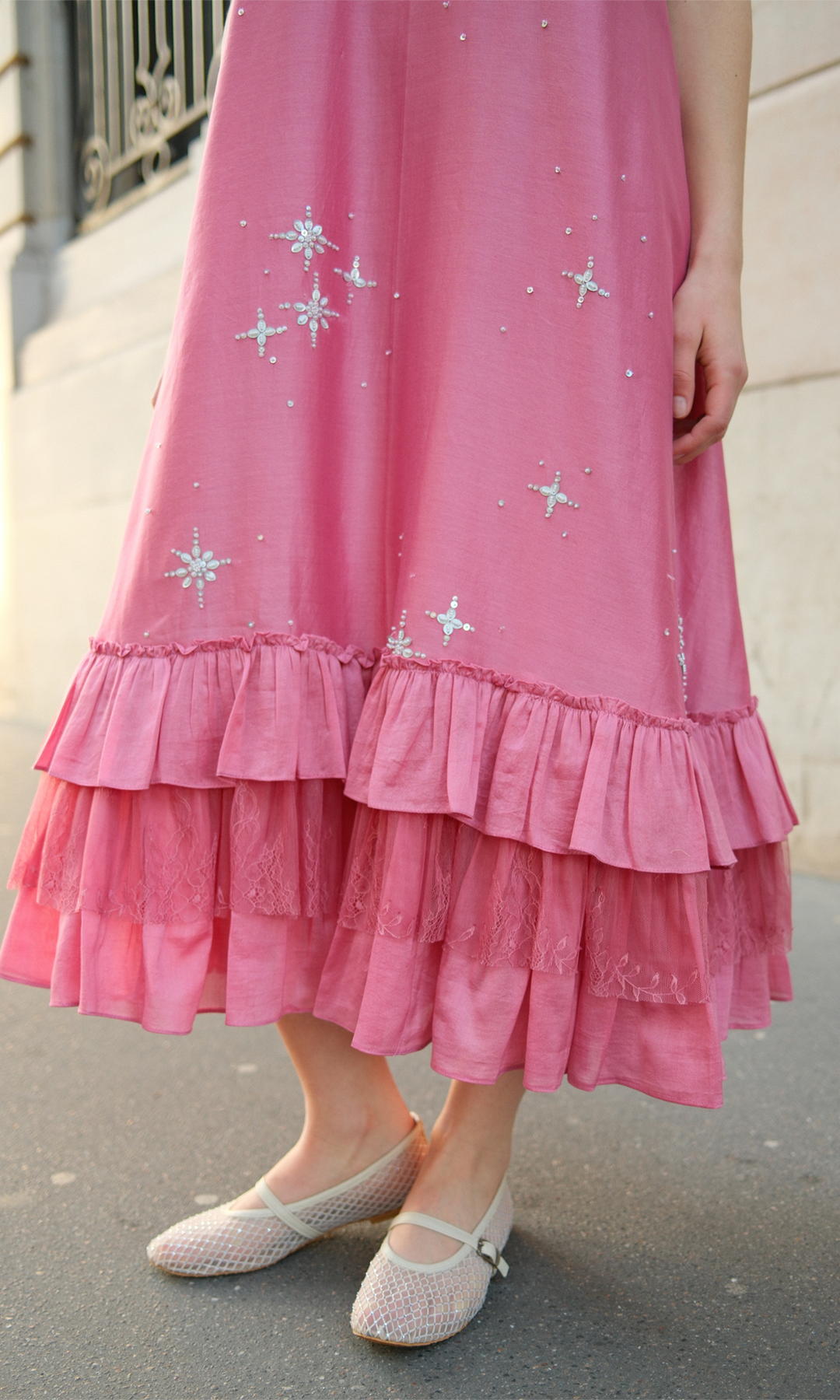 Sollie- Embroidered Chanderi Dress