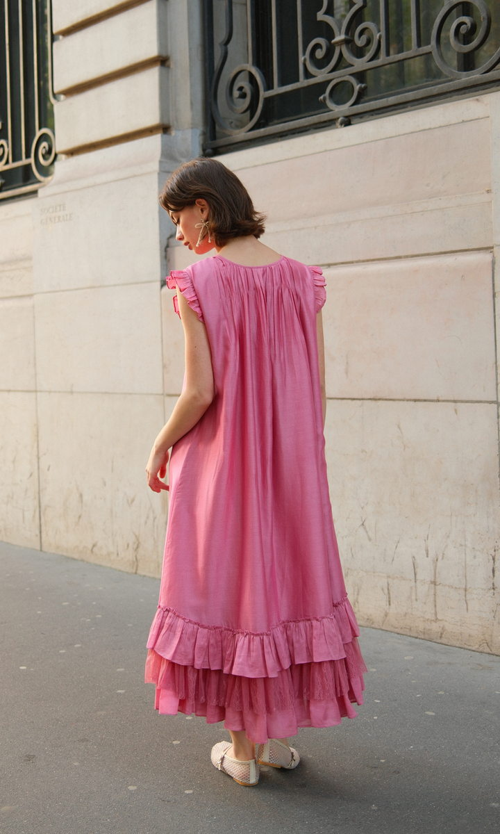Sollie- Embroidered Chanderi Dress