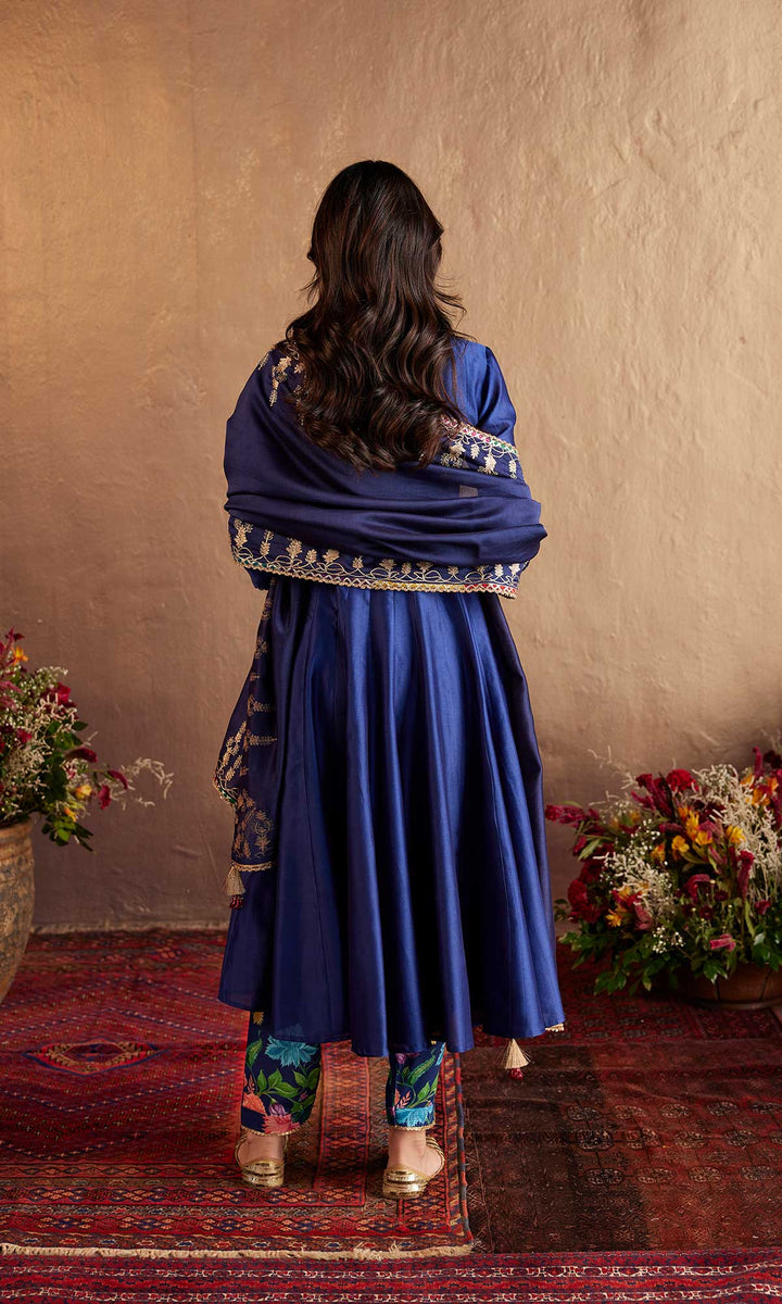 Zara Set- Mustard chanderi angrakha with salwar and embroidered dupatta (set of 3)