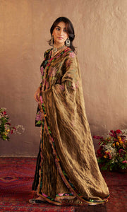 Saira Set- Orange chanderi hand embroidered sharara set (set of 3)