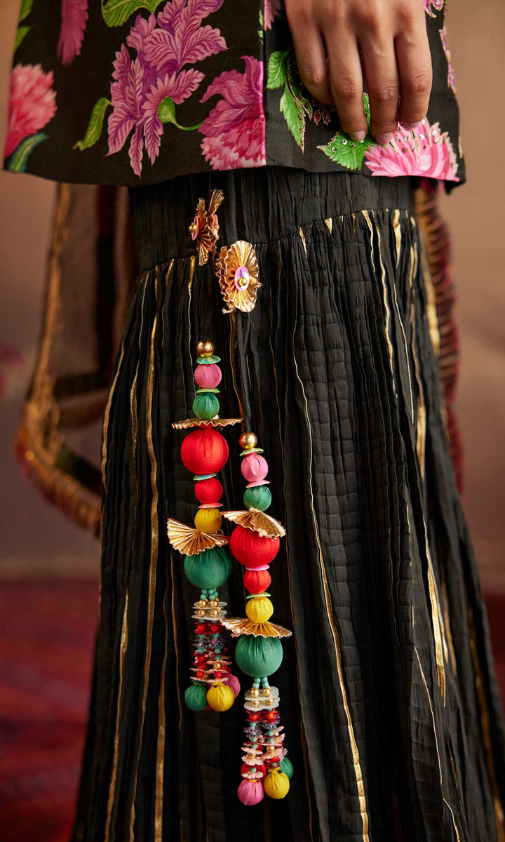 Saira Set- Orange chanderi hand embroidered sharara set (set of 3)
