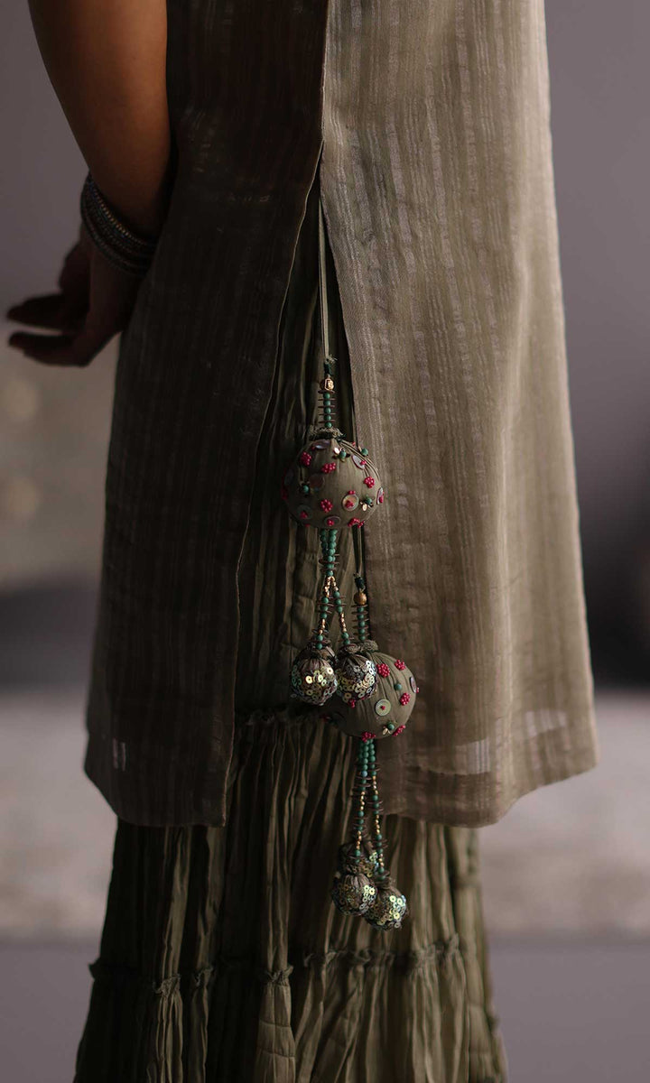 Daria Set- Blue chanderi hand embroidered sharara set (set of 3)