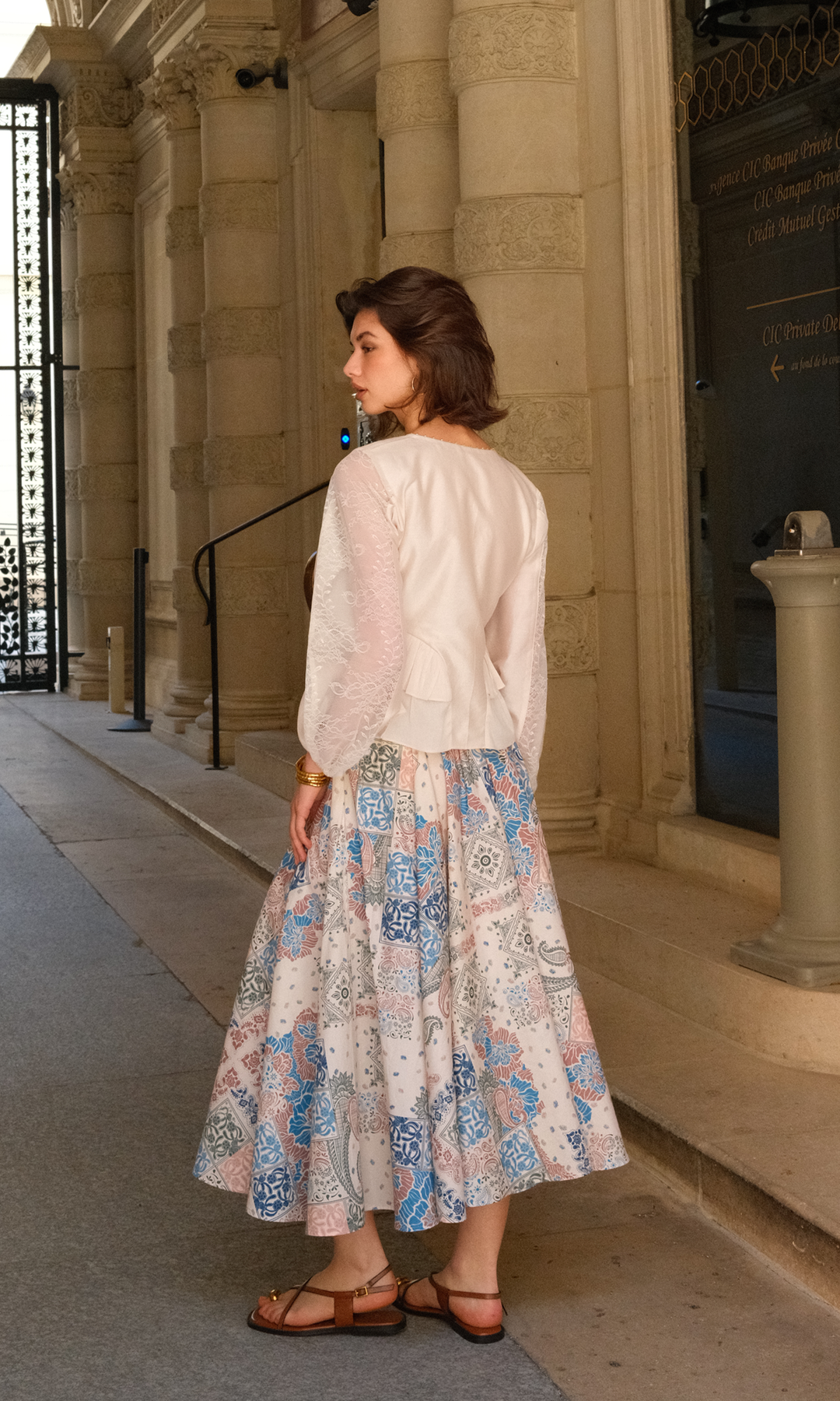 Solace- Chanderi Ruffle Top with Printed Poplin Skirt