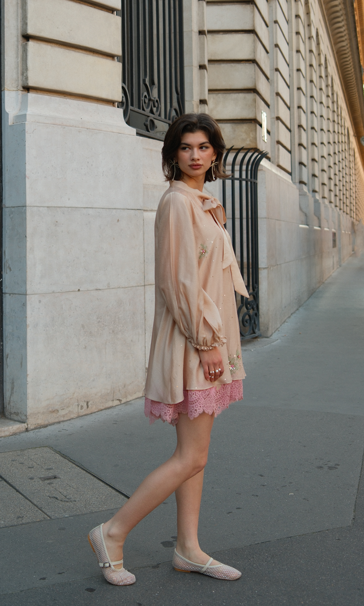 Evarose- Embroidered Layered Dress