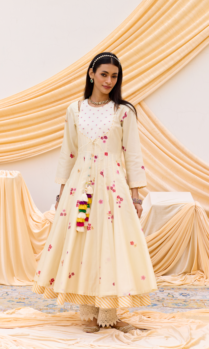 Soraya Set- Chanderi Digitally Printed Floral Anarkali Set (set of 3)